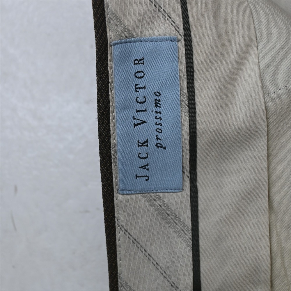 Jack Victor 38x32 Brown 100% Estrato Wool Spencer Cuffed Dress Mens Pants - Picture 6 of 9